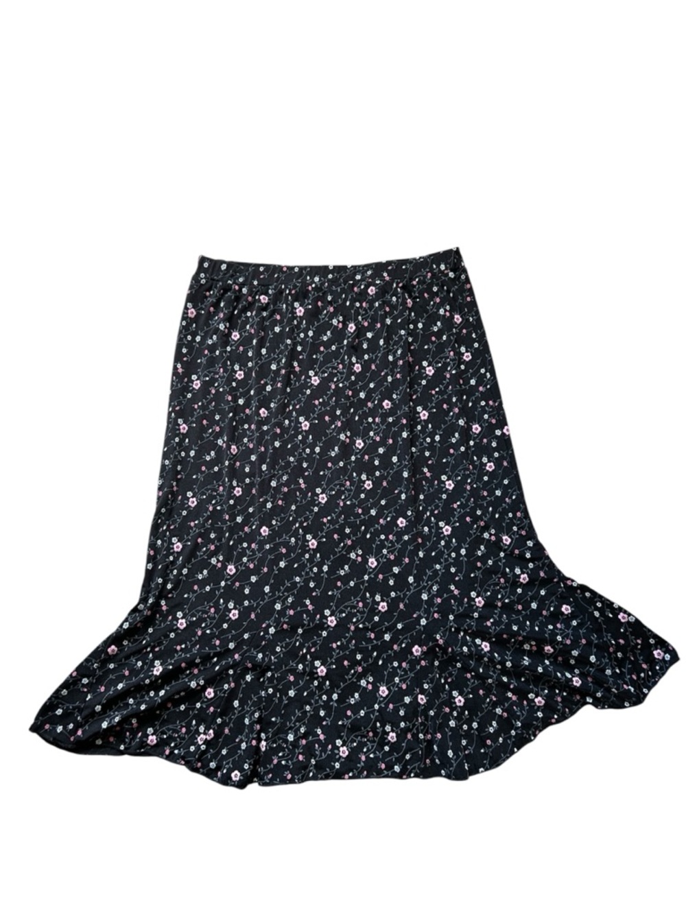 Whimsygoth 90s Ditsy Floral Skirt | Vintage Grunge Ruffle Midi